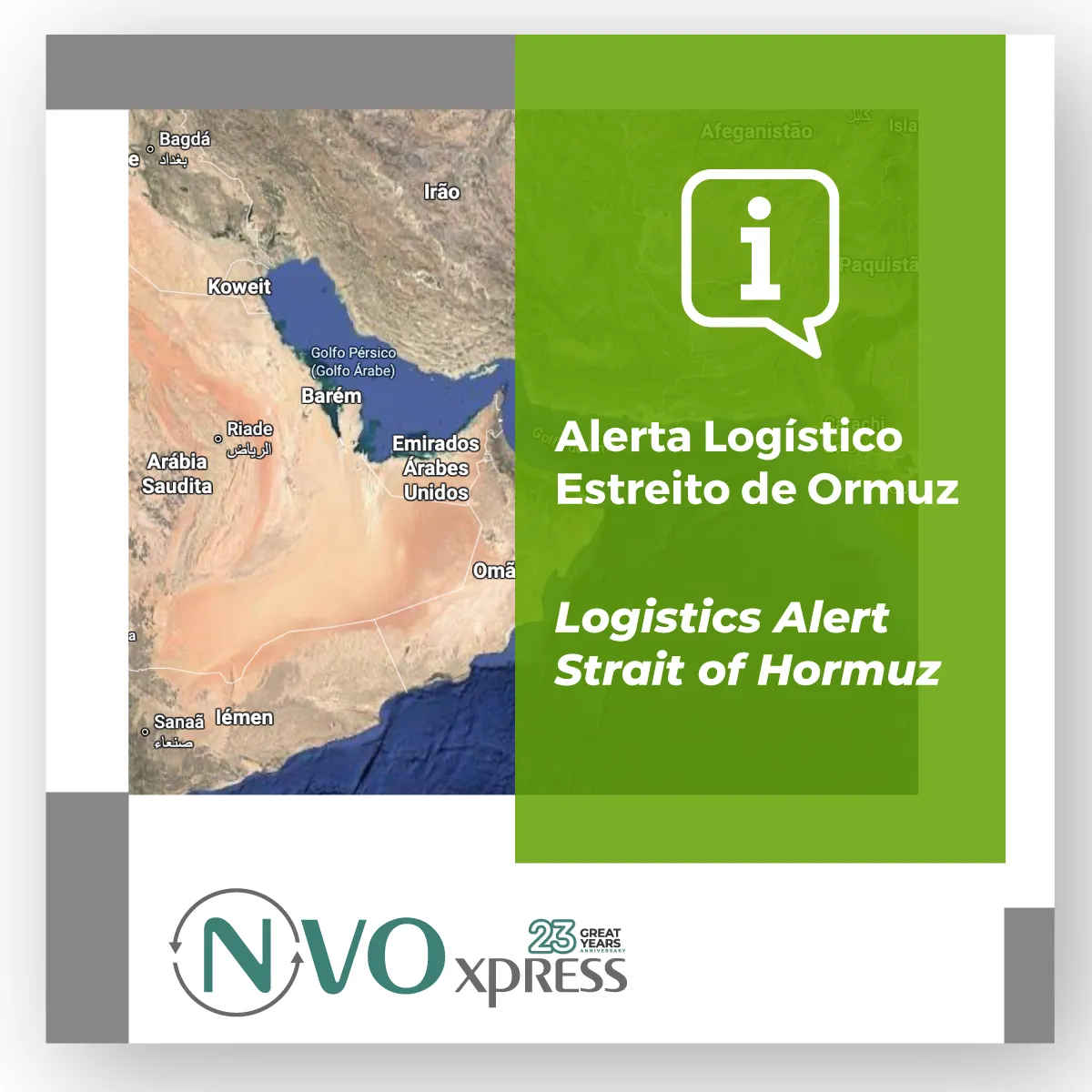 Alerta Logístico - Médio Oriente. Logistics Alert – Middle East. Alerta Logística – Oriente Medio.